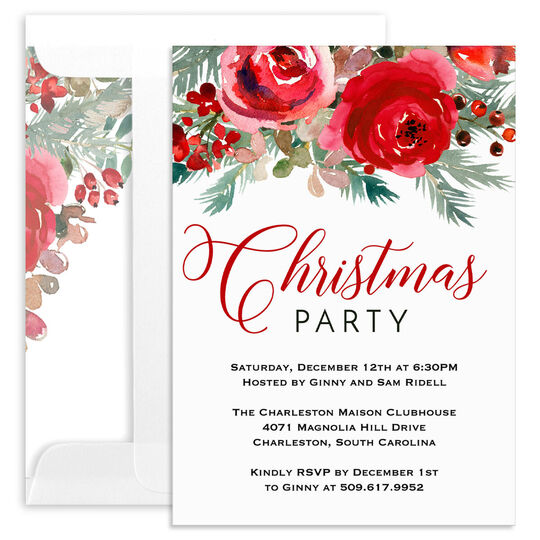 Christmas Roses Invitations